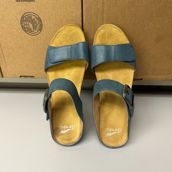Dansko Tanya Wedge Sandals - blue/tan - size 40 - Picture 5 of 6